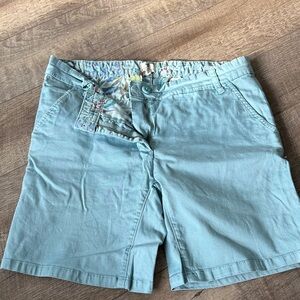 Women's Light Blue Cotton-Blend Bermuda Shorts